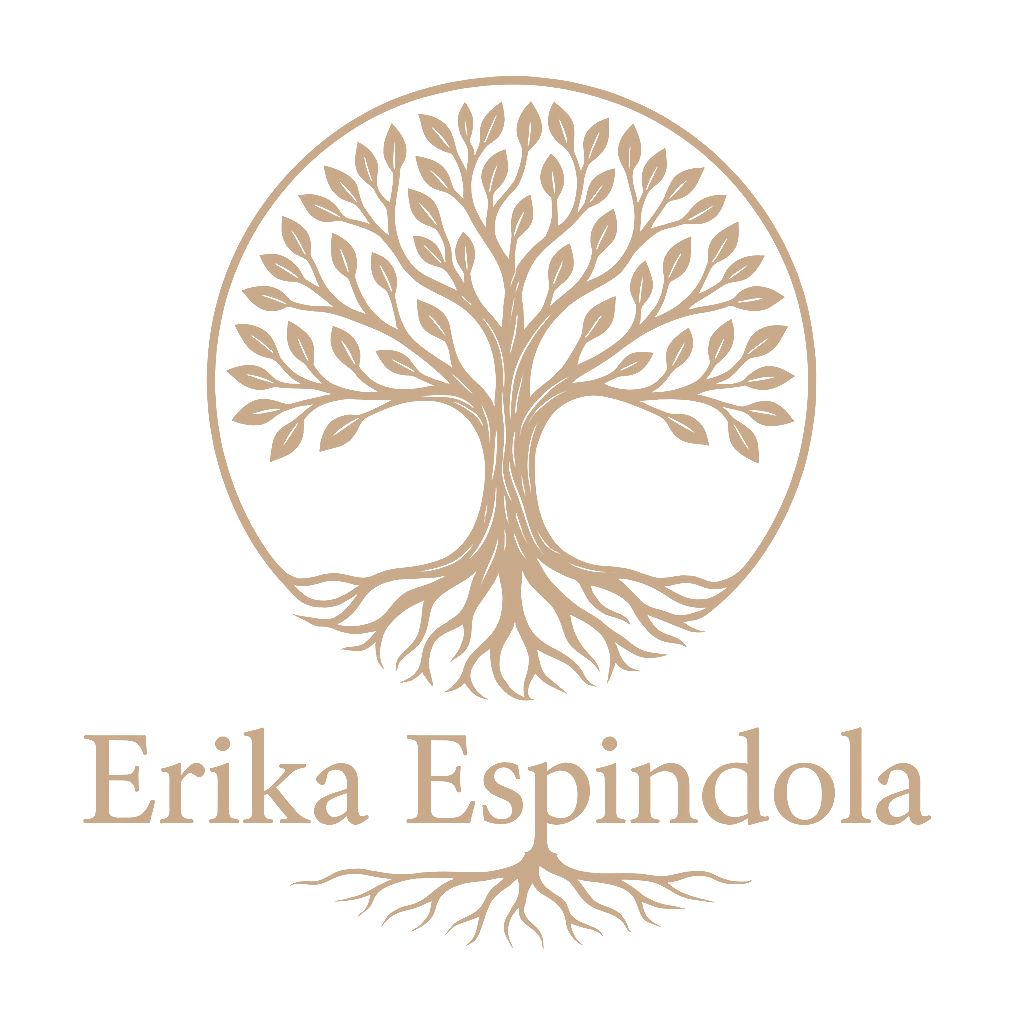 Logotipo Erika Espindola com arvore e raiz integrada ao nome